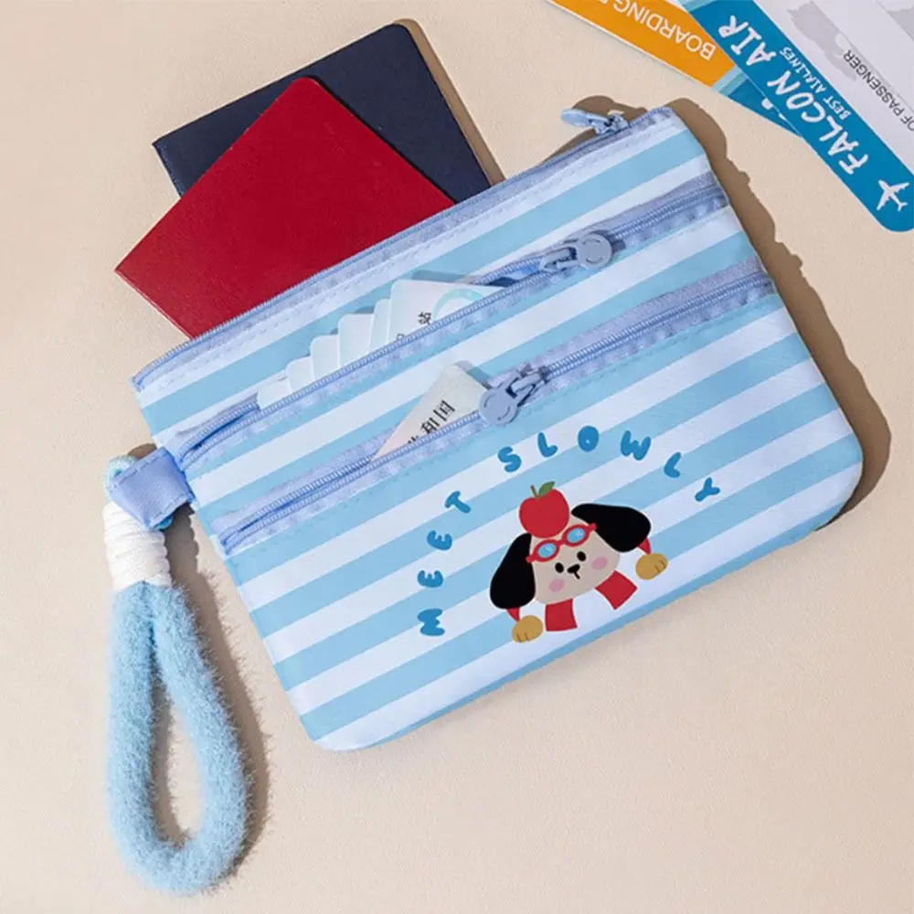 Lightweight Cartoon Passport Holder Zipper Portable Cute ID Card Holder Dustproof Large Capacity Storage Bag Personal Use