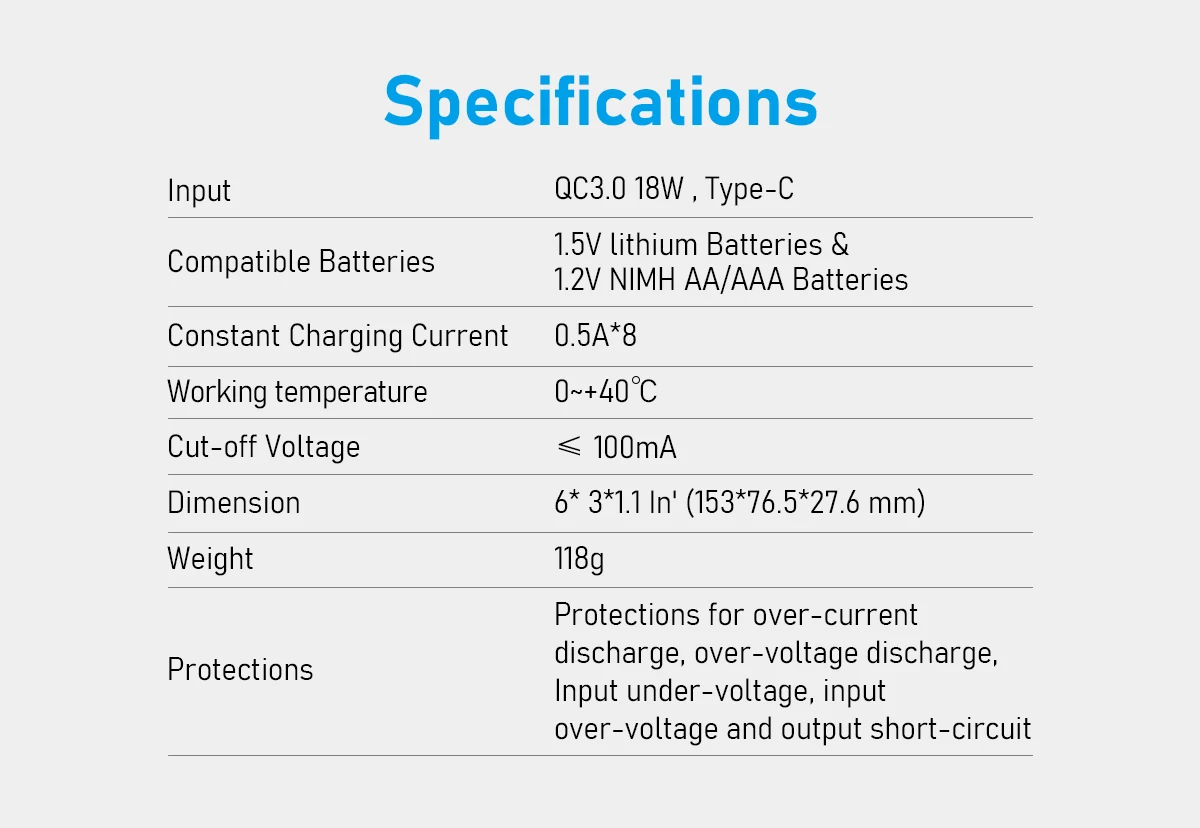 XTAR L8 Charger 8-slot Smart Charger For Li-ion Battery Mix-charging Li-ion NiMH Type-C Input