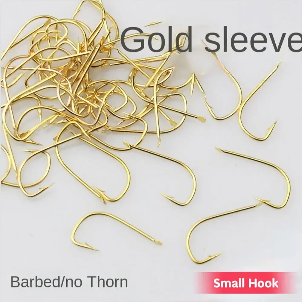 50PCS Fishing Hooks Small Hook Item Accessories 낚시 риболовля риболовля Golden Cuff Noeye for Tiny Fish  крючки рыболовные ovner