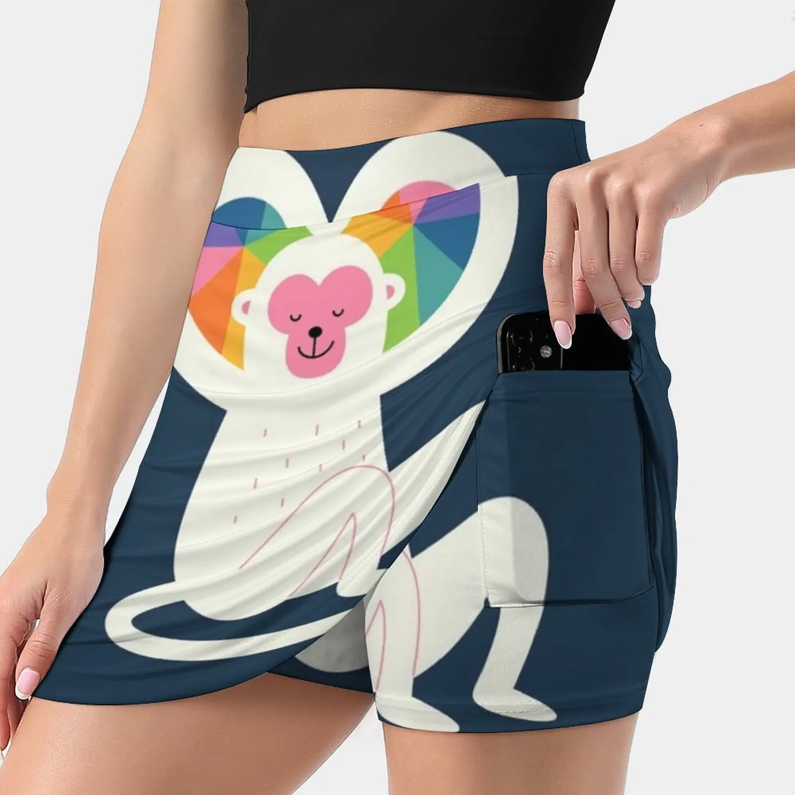 Heart Women's skirt Aesthetic skirts New Fashion Short Skirts Heart Monkey Love Valentines Seasonal Cute Rainbow Geometric