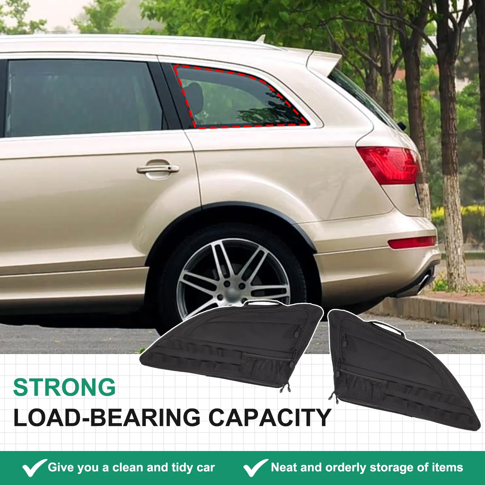 Oxford Cloth Car Trunk Side Window Multipurpose Storage Tidy Bag For Audi Q7 2006-2025 Picnic Stowing Tool Tidying Bag Packet