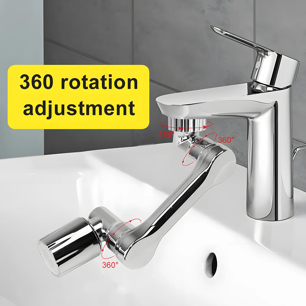 유니버설 수도꼭지 기계식 암 1080 °   회전식 확장 장치, 욕실 세면대용 다기능 방수 장치