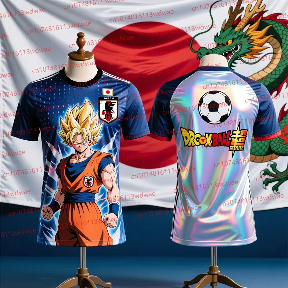 Camiseta de Fútbol de Japón 2026, Nueva Camiseta de Fútbol de Anime Dragon Ball, Goku Super Saiyan, Edición Especial, Conjunto de Camiseta de Fútbol para Niños