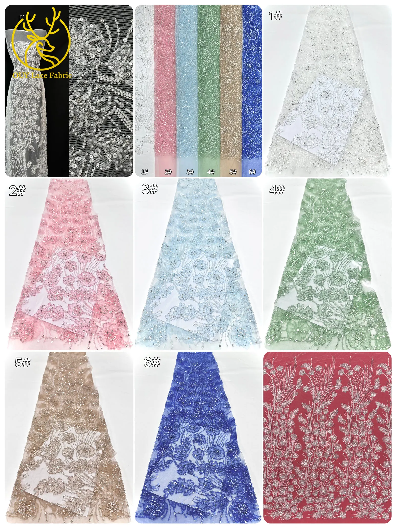 Latest Luxury French 3D Sequined Embroidered Lace 2025 High-end African Beaded Sheer Lace Fabric for Banquet Wedding Dresses