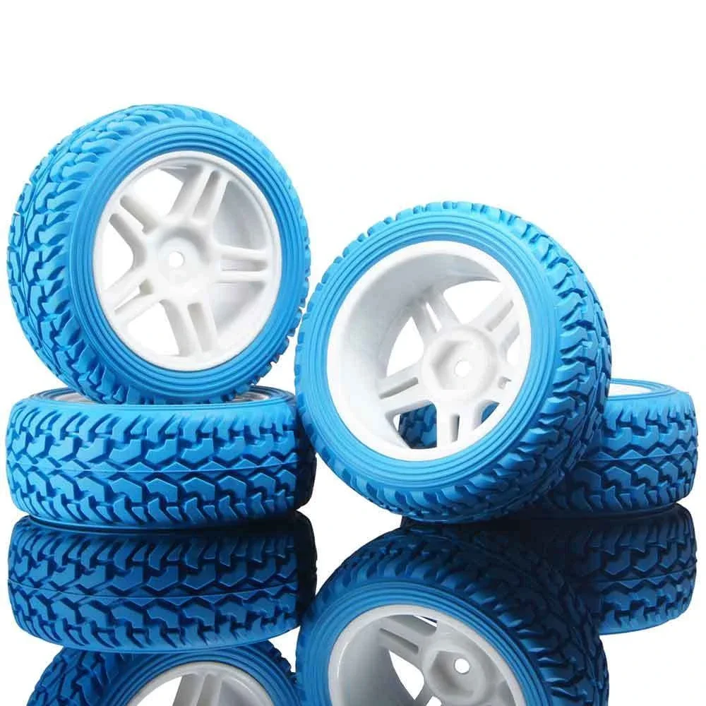 RC 905W-8019 Rally Tires & Wheel Rims 4P For HSP 1:16 On-Road Rally Car