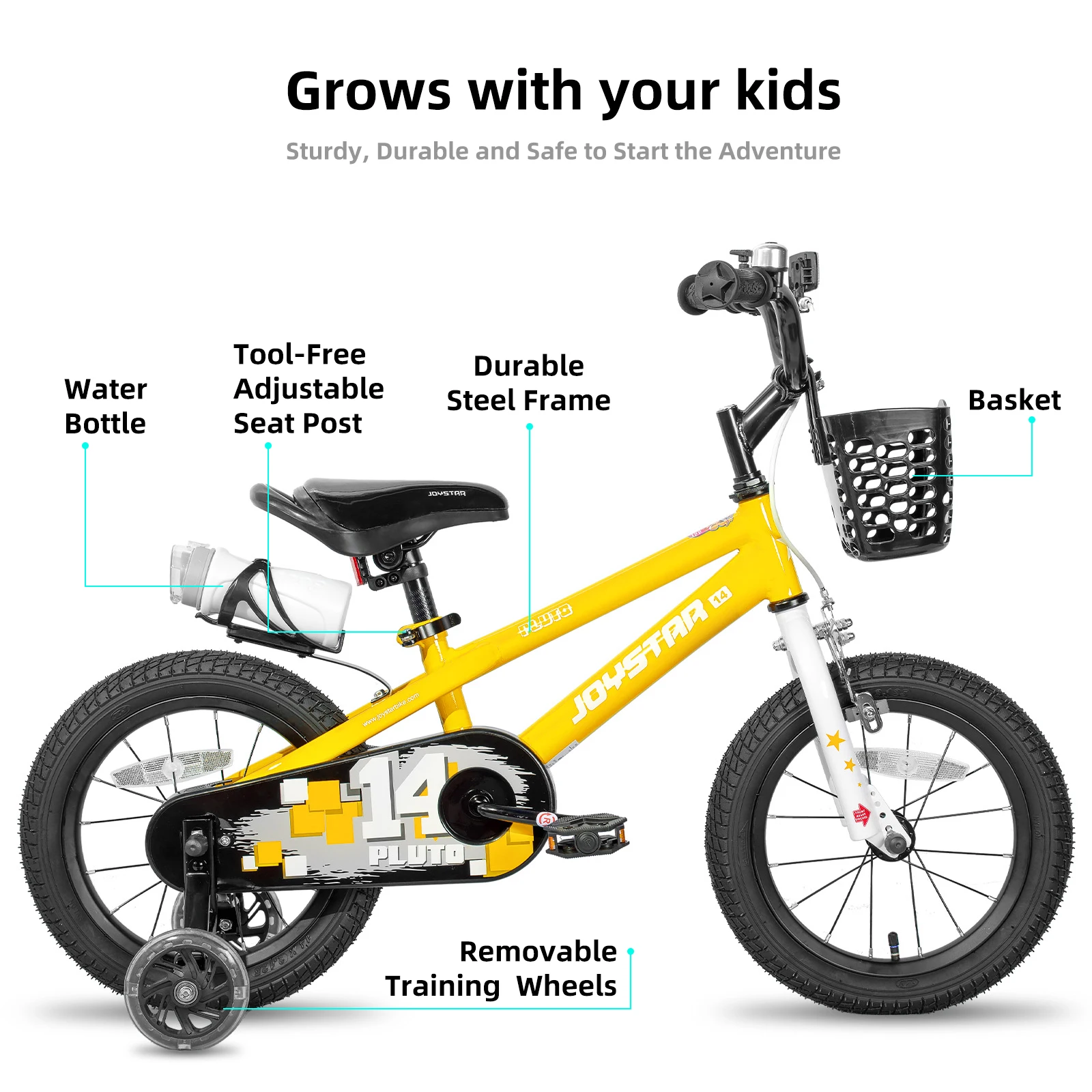 JOYSTAR 12 14 16 18 20 Inch Kids Bike with Training Wheels, Kids' Bicycle for Boys Girls Age 3-12 Years, Children Bikes, Orange