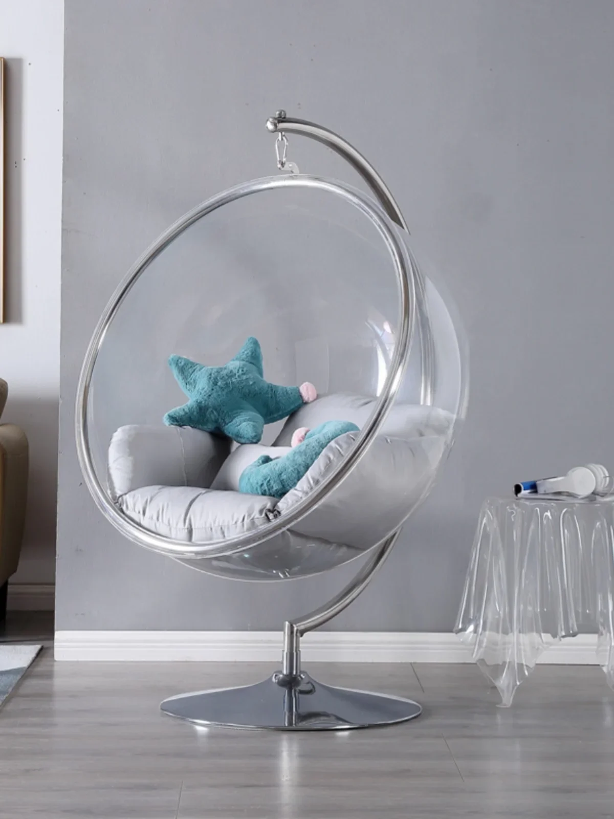 Bubble chair, hemispherical chair, hanging , acrylic hanging basket, swing, spherical hanging ball, glass space