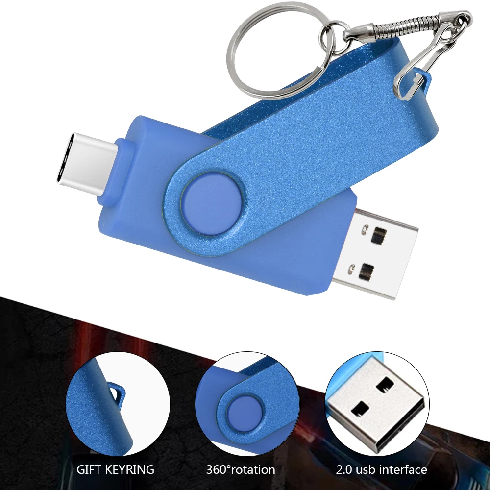 Customize Logo Type C USB2.0 Flash Drive 256GB 128GB Pendrive Big Capacity U disk for PC/Android high speed USB 2.0 Memory Stick