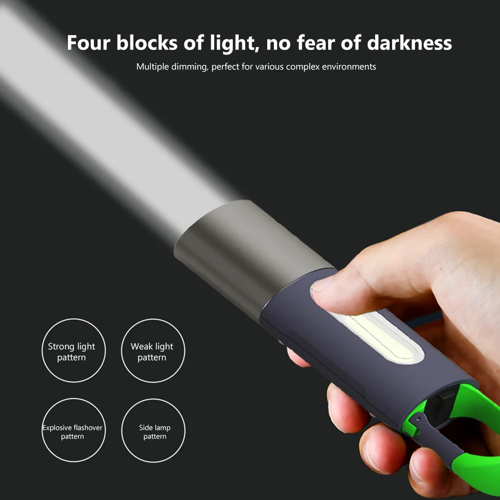 Strong Light Flashlight Multi-Function Outdoor Lighting Tent Hook Desk Lamp USB Charging Mini Flashlight LED Keychain Flashlight