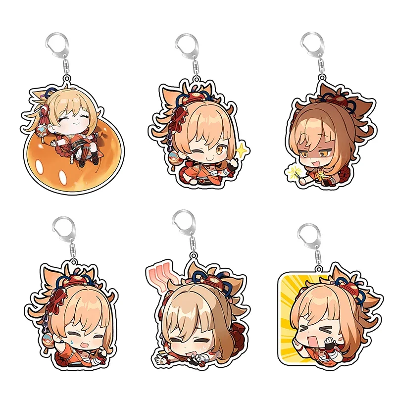 Customized Cute Genshin Impact Acrylic Key Chain Yaoyao Figure Yoimiya Figurine Custom Double Coated Printing Anime Keychain