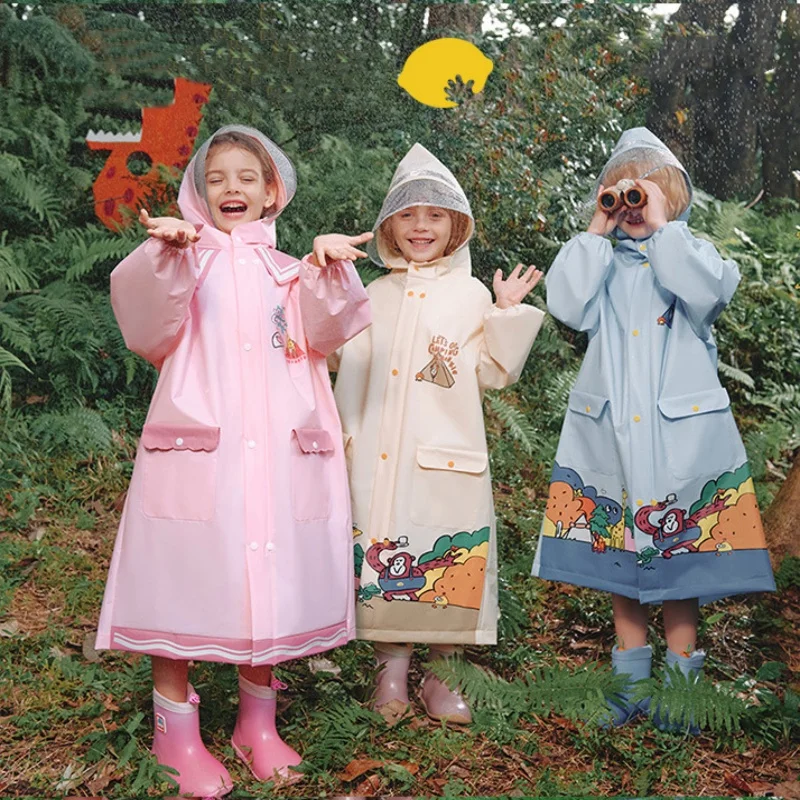 Waterproof Raincoat for Children Eco-friendly and lightweight rain Poncho for hiking to school