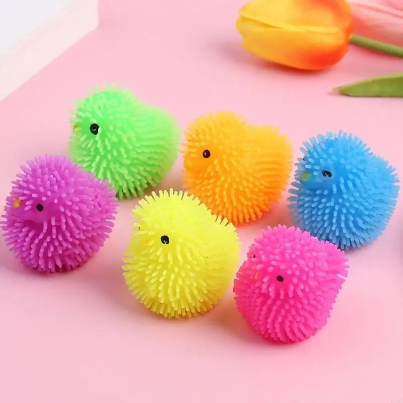 

R1WF Stress Relief Toy Pack Squeeze Stretch Chicken Puffers with Light Sensory Toy