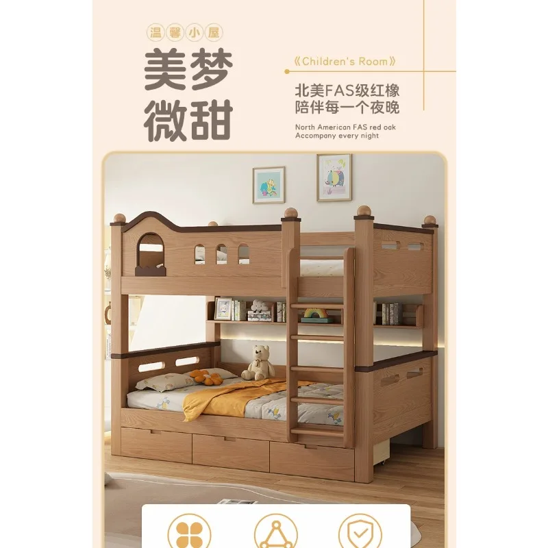 Susun kayu solid penuh dengan tempat tidur paralel lebar yang sama