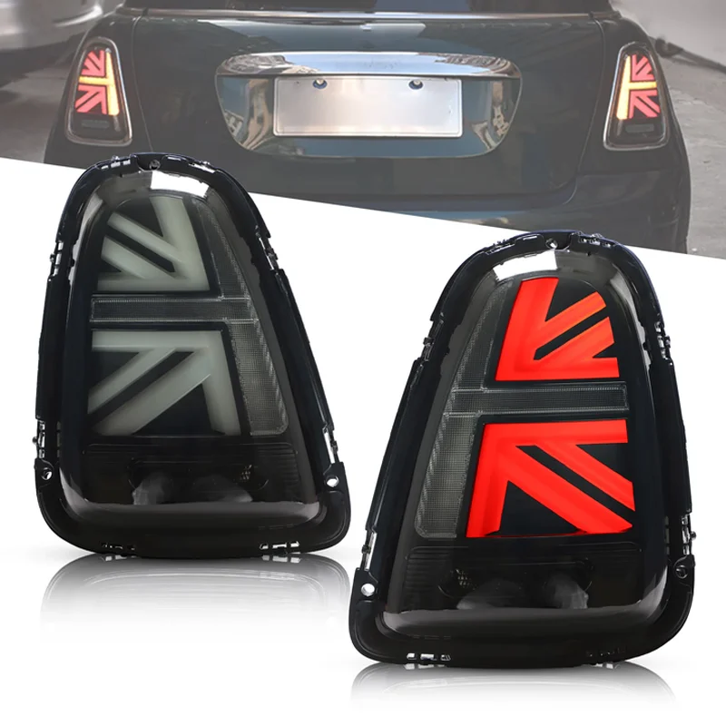 2PCS Full LED Tail Lights For BMW Mini Cooper R56 R57 R58 R59 LCI 2007‑2013 JCW Union Jack Style Brake Reverse Tun Signal Lamps