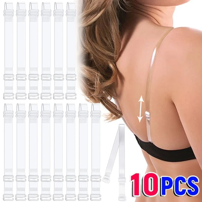 Alças de sutiã transparentes invisíveis destacáveis cinto elástico de silicone ajustável antiderrapante íntimo feminino alça de ombro acessórios