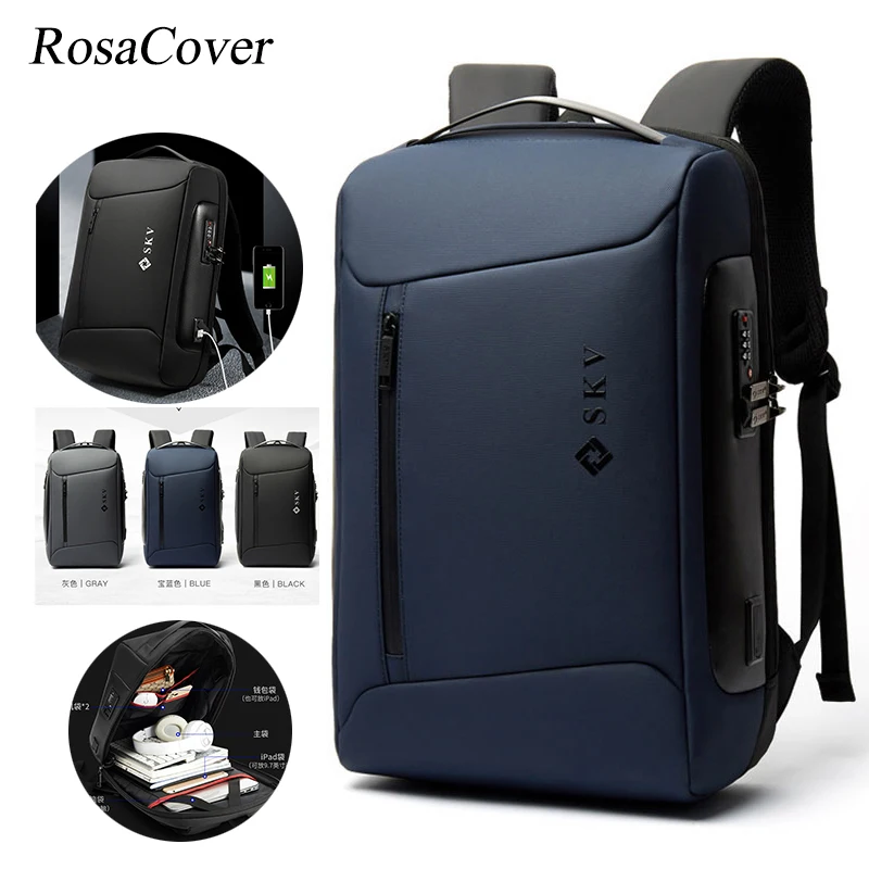 Business Backpack Men Luxury Anti-theft Waterproof School Laptop USB Charging Travel Bag Aesthetic Backpack Design Mochilas