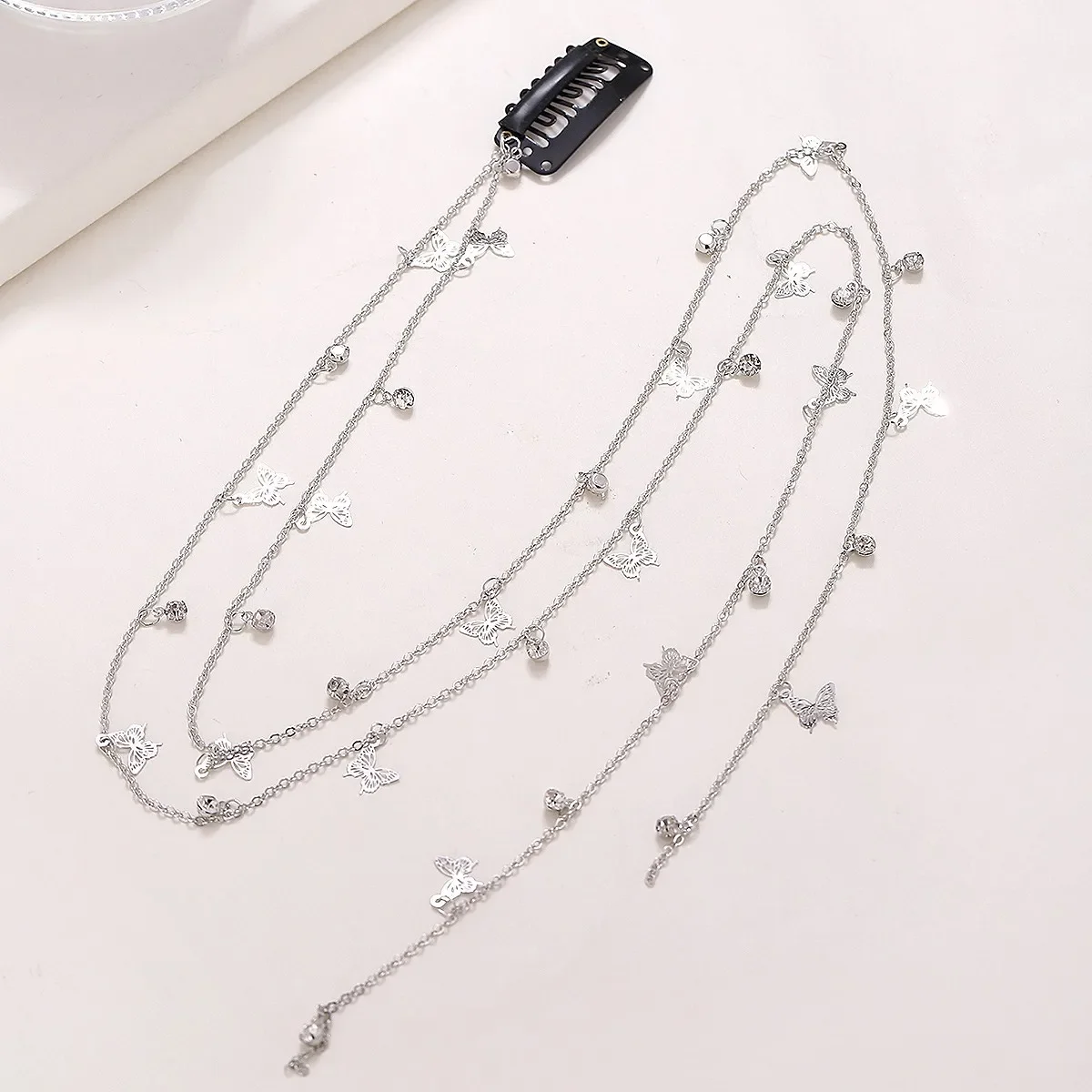 Fashion New Dreadlocks Braided Hair Chain with Colorfull Rhinestone Butterfly BB Buckle Clip Accessories Braid Invisible Hairpin