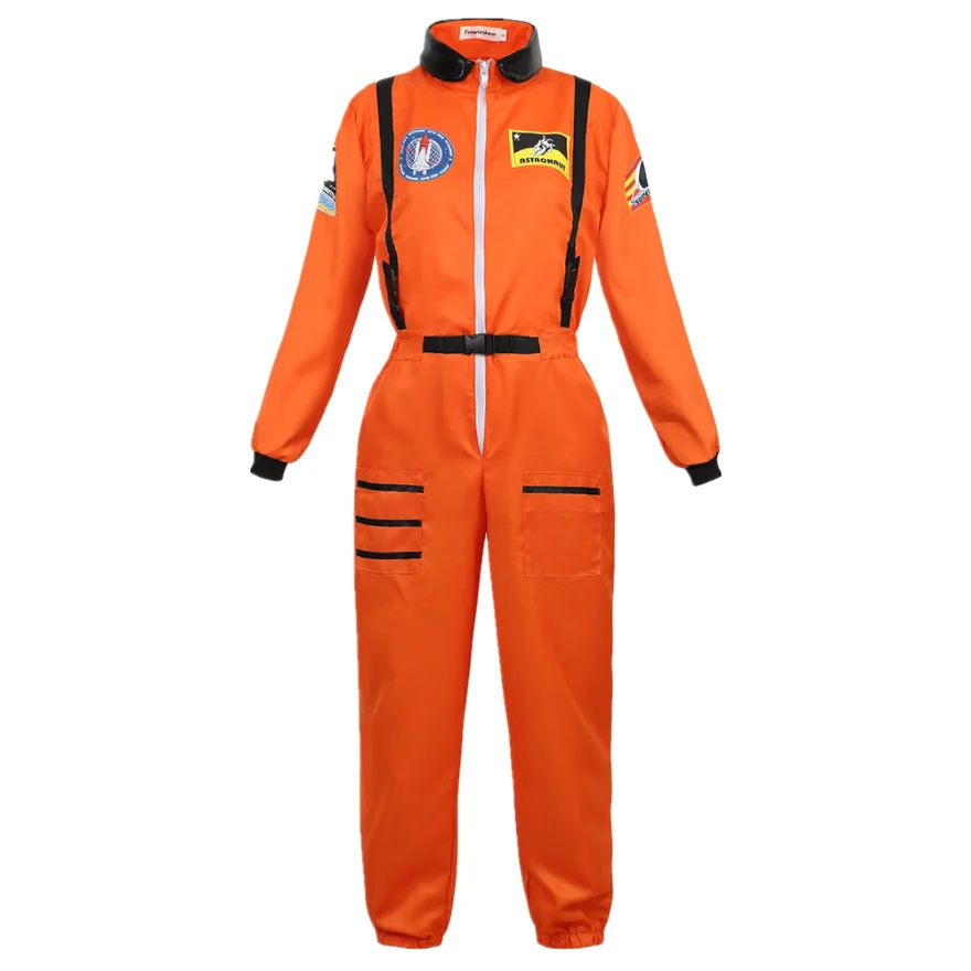 Disfraz de astronauta para adultos, disfraz de astronauta espacial para hombres y mujeres, mono con cremallera, traje espacial familiar, disfraces de Carnaval