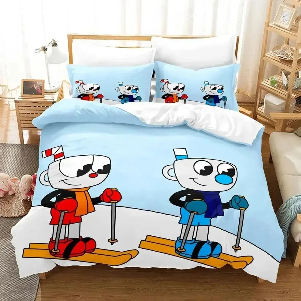 

Cartoon Mugman Cuphead Bedding Set Duvet Cover Bed Set Quilt Cover Pillowcase Comforter king Queen Size Boys Adult Bedding Set