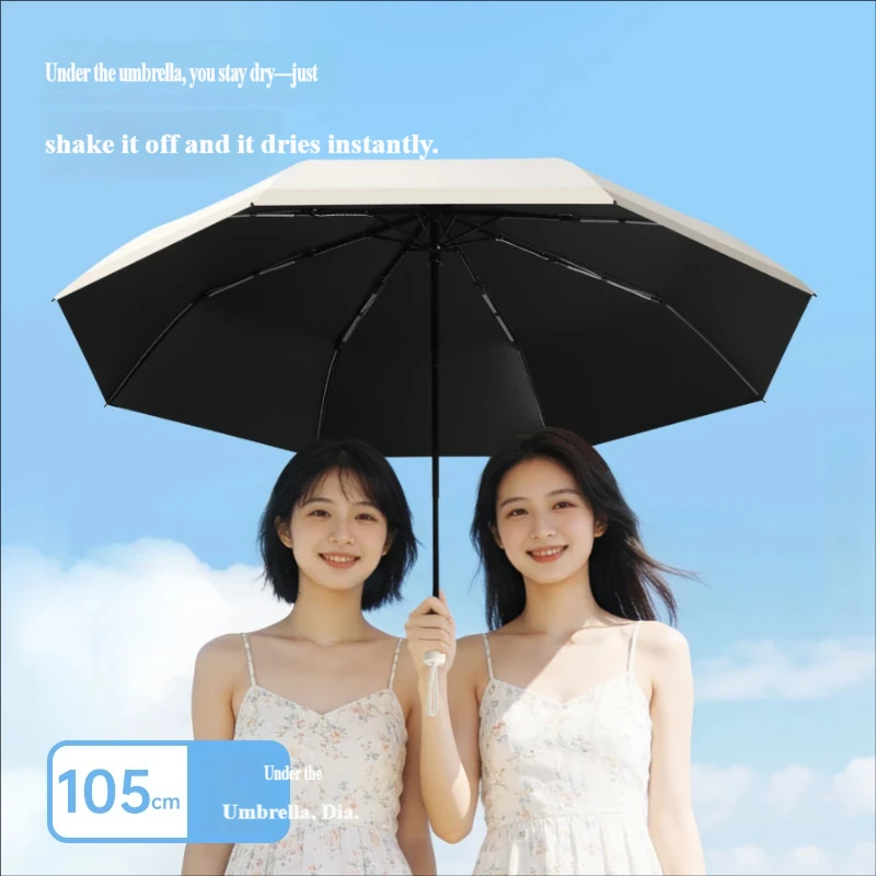 Three-Fold Color-Blocked Sun Umbrella, UV Protection, Sunshade, for Men, Dual-Use Rain & Sun Umbrella, Foldable, Double-Person,