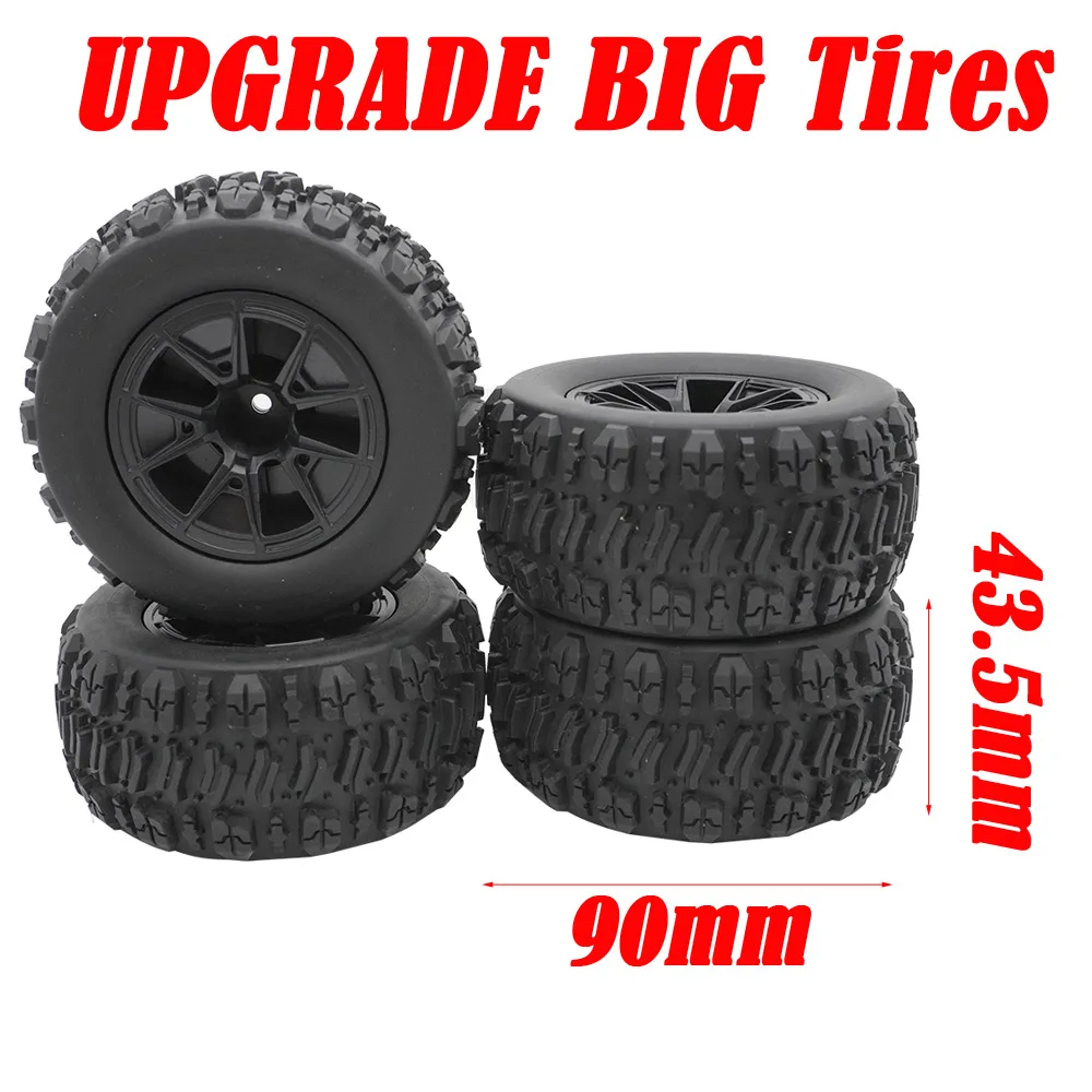 Upgrade 90mm Big Tires Wheel for Hyper Go MJX 14209 14210 2.4G Off-road Racing RC Truck