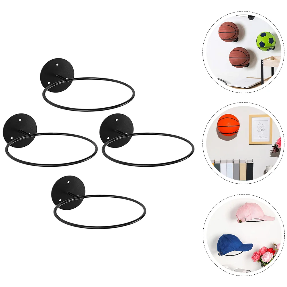 4 Pcs Sport Balls Basketball Display Mount Racks Decorate Football Storage Holder Iron for