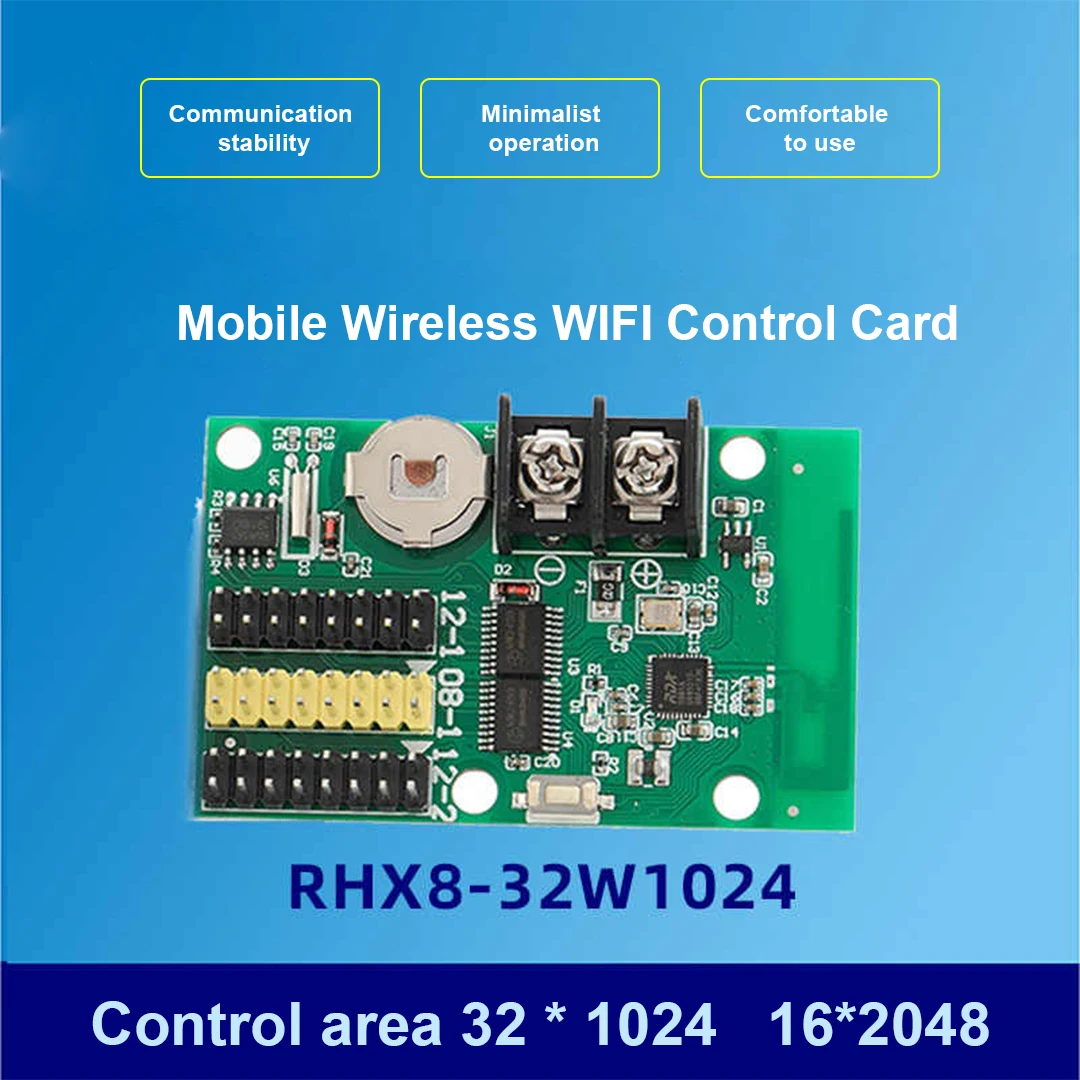 RHX8-32W320 32W512 32W1024 بطاقة التحكم في شاشات LED أحادية وثنائية اللون تدعم التحكم اللاسلكي عبر الهاتف المحمول واي فاي #4