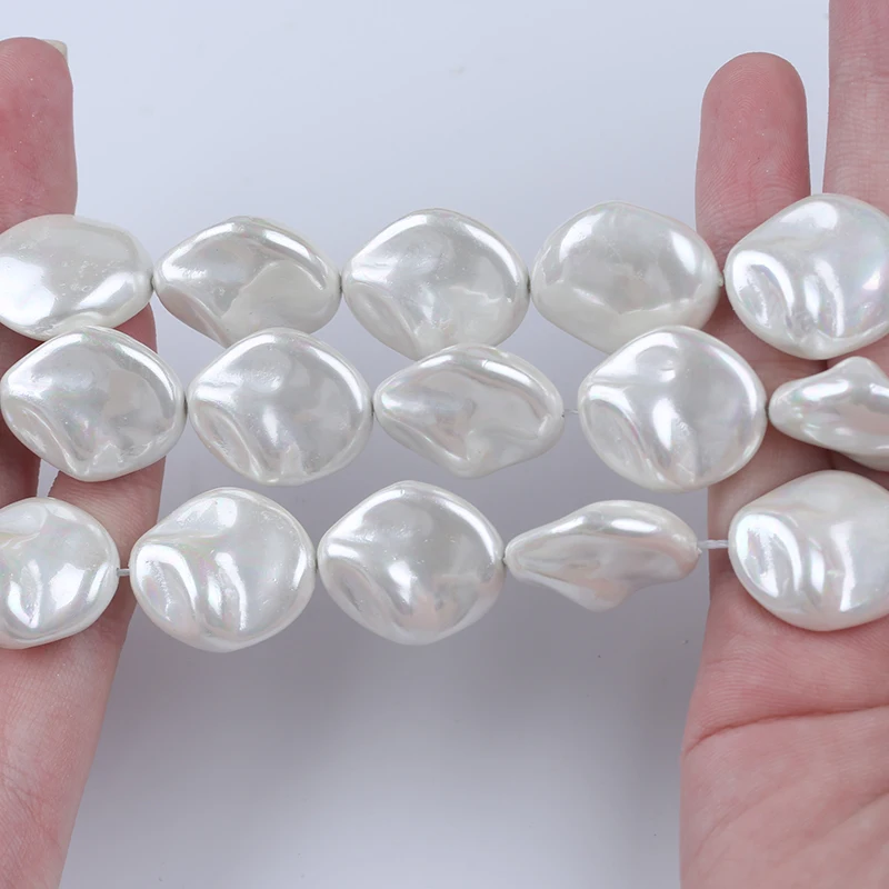 18-19mm White Keshi Shape Freshwater Mother of Pearl Shell Beads Strand for jewelry making