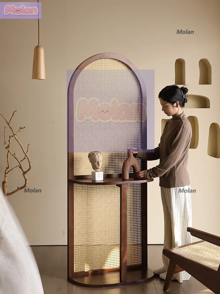 

Французская средняя и ретро-перегородка, стойка для гостиной, входа из цельного дерева, ротанга, мобильная спальня, новинка 2025 года