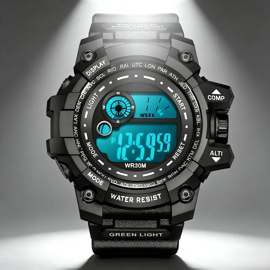 MAYZHISU Sports Watch for Men Boys Kids Children Waterproof Alarm Clock Date Men's LED Digital Wristwatch