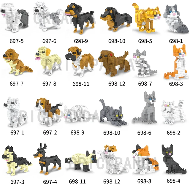 MOC Mini Animal Micro Building Blocks Pet Dog Cat Series Bricks Puzzle Toys  Assemble Children Gift Decoration