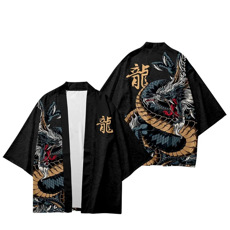 Japanese Kimono Traditional Clothing Crane Carp Anime Kimono Dress Shirts Women Samurai Haori Hombre Yukata Man Cardigan Shirt