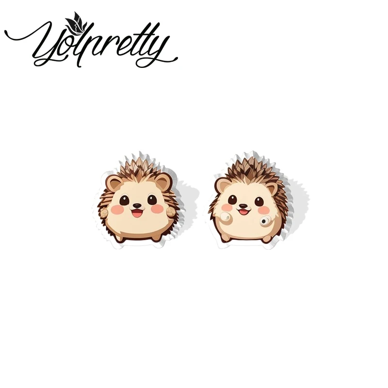 Cartoon Animal Hedgehog orecchini a bottone in acrilico orecchini in resina epossidica per orecchini di moda per donne e ragazze