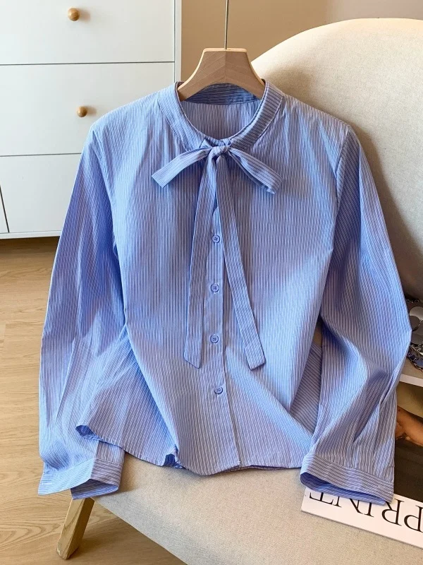 

Синий полосатый женский удлиненный свитер больших размеров, повседневный, удобный, дышащий, для работы, свободного кроя