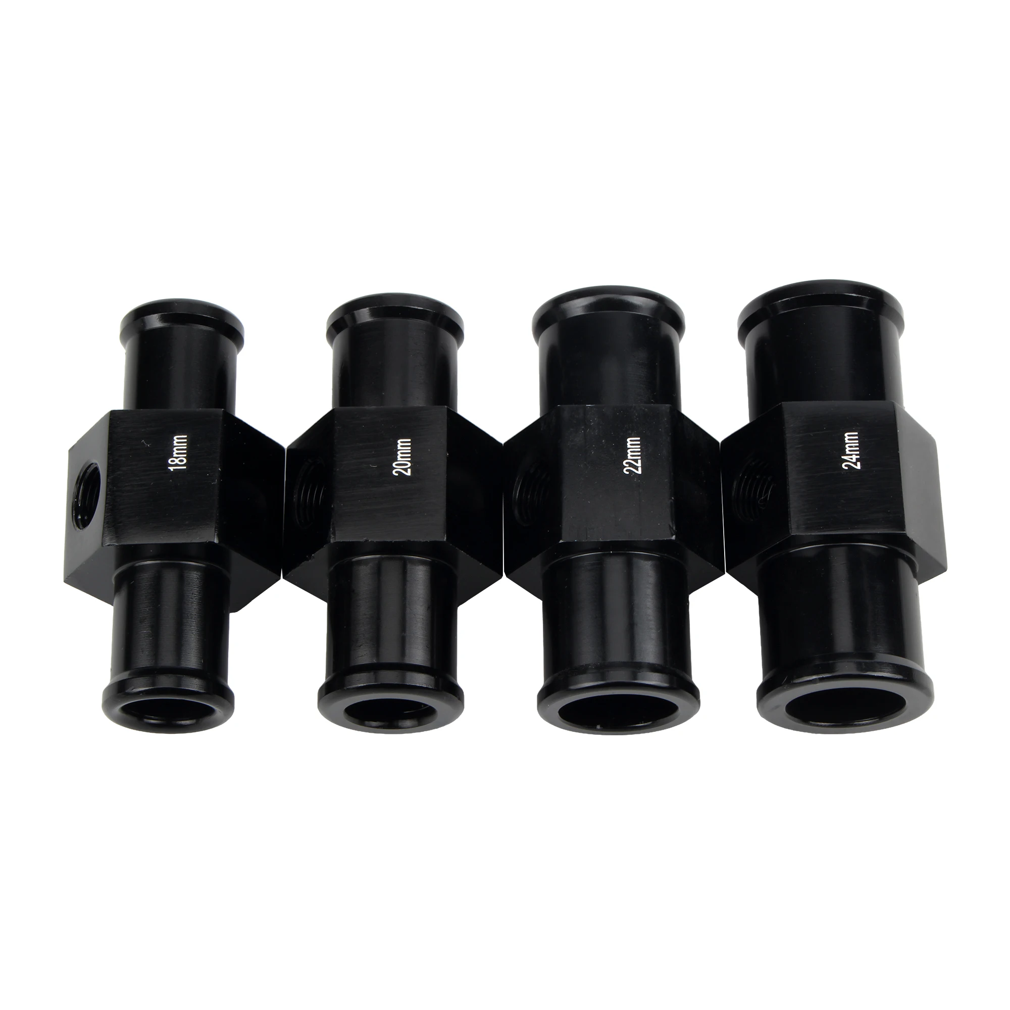 オートバイ水温計,ラジエーター温度センサー,黒ホースアダプター,18mm, 20mm, 22mm, 24mm