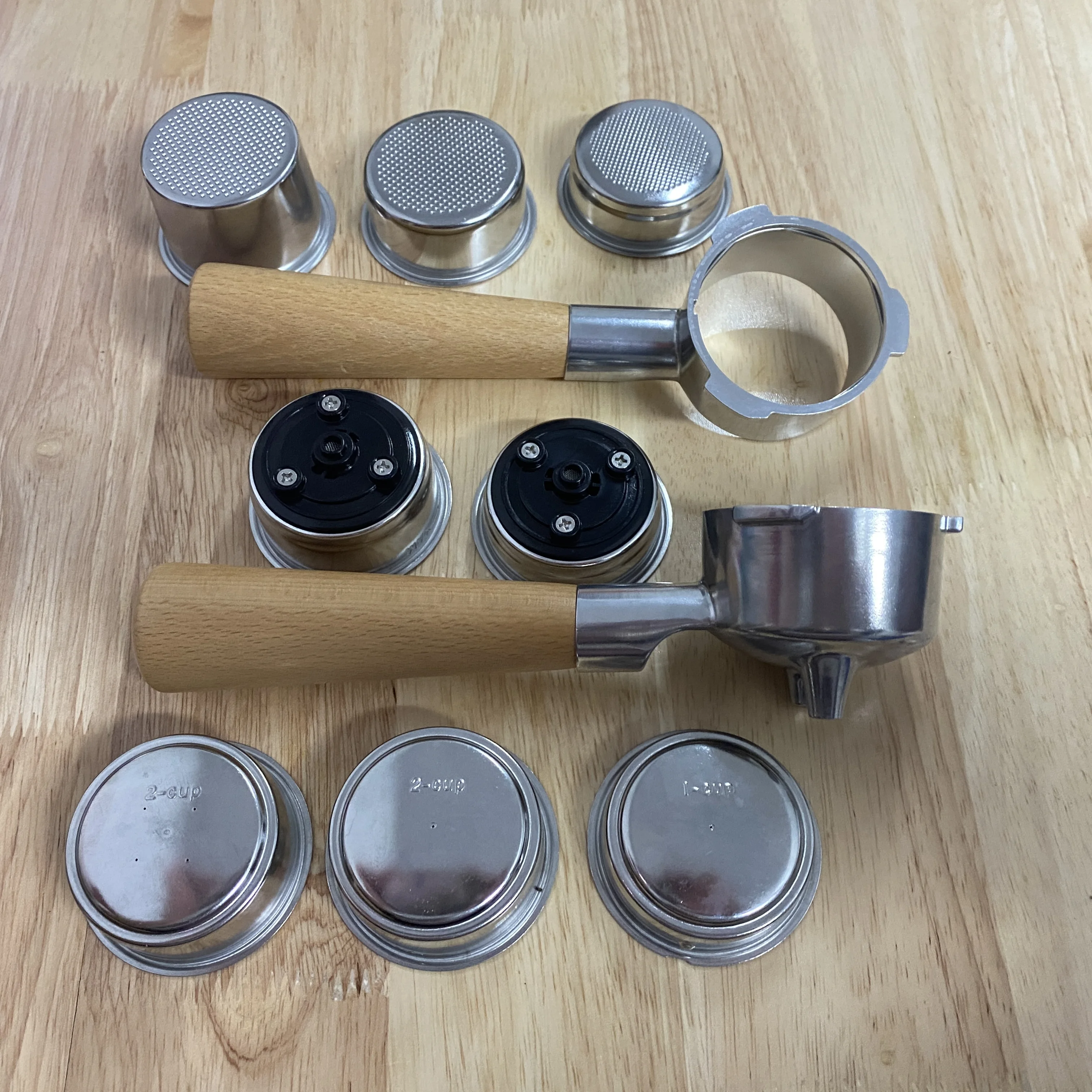 51mm 3 Ear With Bottom Coffee Reusable  Wood handle Filters Portafilter For Homix Replacement Filter Basket Barista Accessories