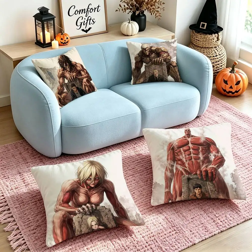 Anime A-Attack On Titan  Pillow Case Square Double-Sided Sofa Cushion Cover Bedroom Bedside Pillow
