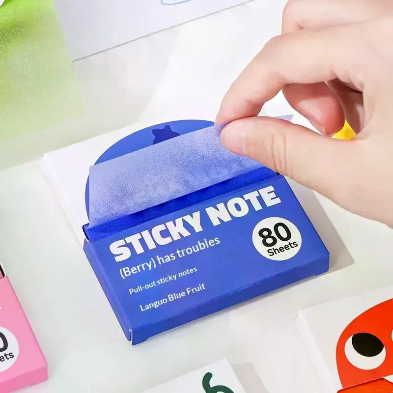 ​80 Sheets/Box Self-Adhesive Memo Pads Pull-Type Sticky Note Pearlescent Transparent Paper For Office & School Stationery Supply