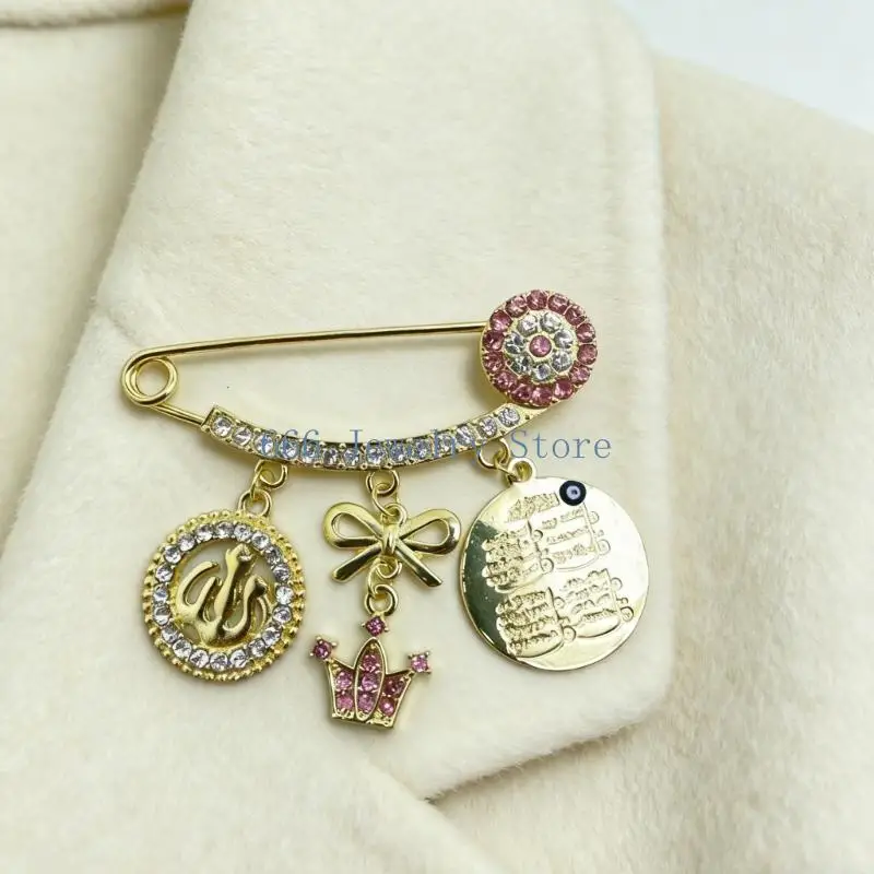 F2TD Lightweight And Comfortable Turkish Character Brooch Safety Lapel Pin Jewelry With Secure Clasp For Daily Wear