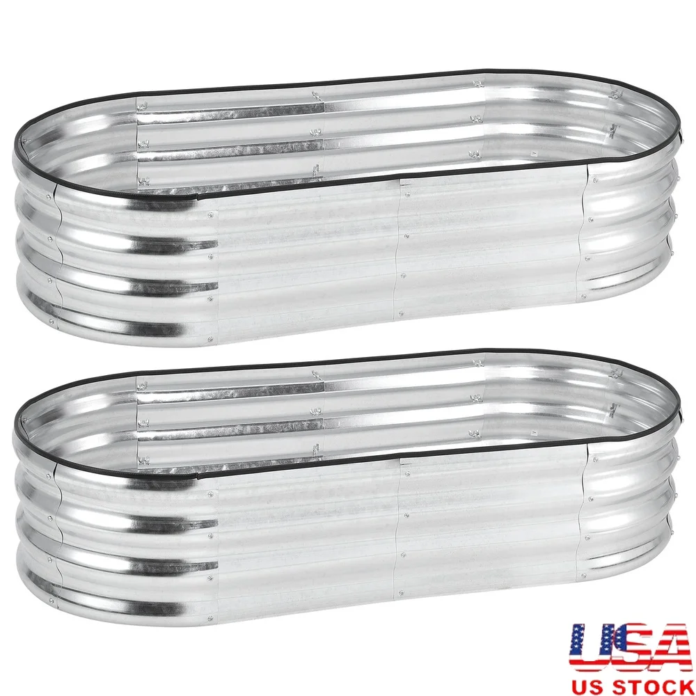 

Large Oval Metal Raised Garden Bed Planter Box Bottomless Design Scratch Resistant Durable Galvanized Steel Outdoor Gardening