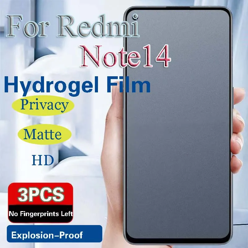 

Защитная пленка для экрана Redmi Note 14 с функцией защиты конфиденциальности, матовая гидрогелевая пленка для Redmi Note 13 Pro+, полное покрытие, HD, мягкая, синяя