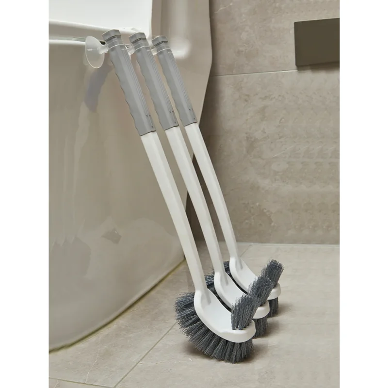 Long Handled Toilet Brush Suction Cup Type Hole Free Wall Mounted Double-Sided Elbow No Dead Corners Cleaning Squatting Sink