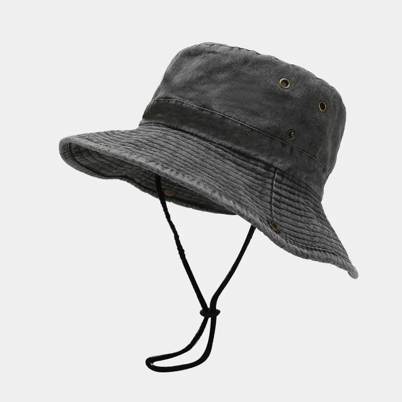 Cotton Solid Bucket Hat Outdoor Fisherman Travel Sun Cap For Men And Women 19