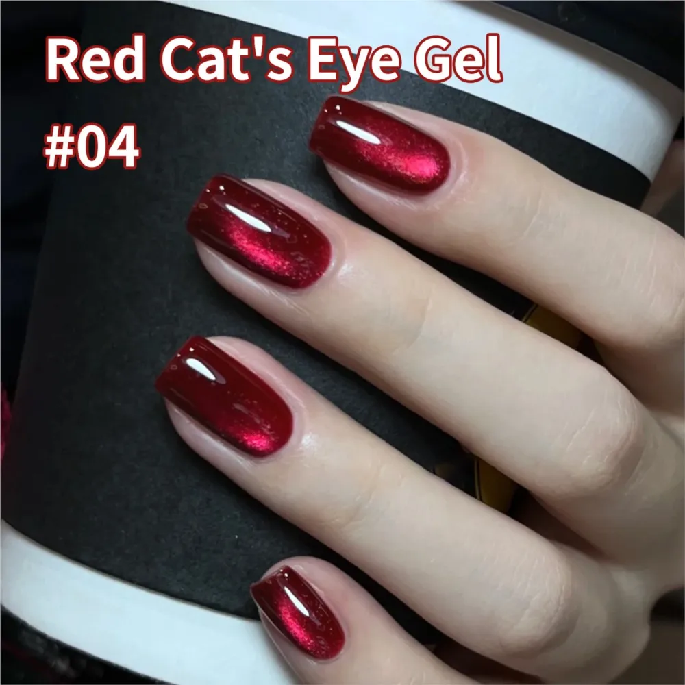 5ml/Słoiczek Czerwony Lakier Hybrydowy Efekt Kociego Oka Refleksyjny Rubinowy Lakier Hybrydowy Magnetyczny Efekt Kociego Oka Błyszczący Szklany Lakier Hybrydowy Soak Off UV LED Magnetyczny