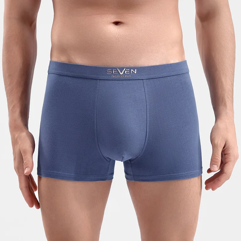 

2PCS Men's Cotton Underwear Fashion Solid Color U Convex Boxers Shorts Breathable Comfortable Mid Waist Flat Corner Underpants