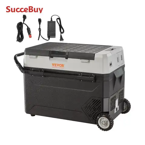 SucceBuy 38L/53L Portable Car Refrigerator Freezer Electric Mini Fridge Ice Box with Wheels Compressor for Camping Outdoor Car