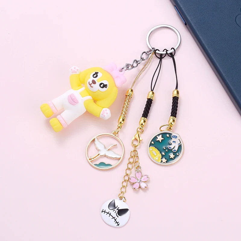 New Fashion Animal Shape Drop Oil Pendant Charms Phone Strap Lanyards Keys Hang Rope Handmade KeyChain Pendent Couple Gift