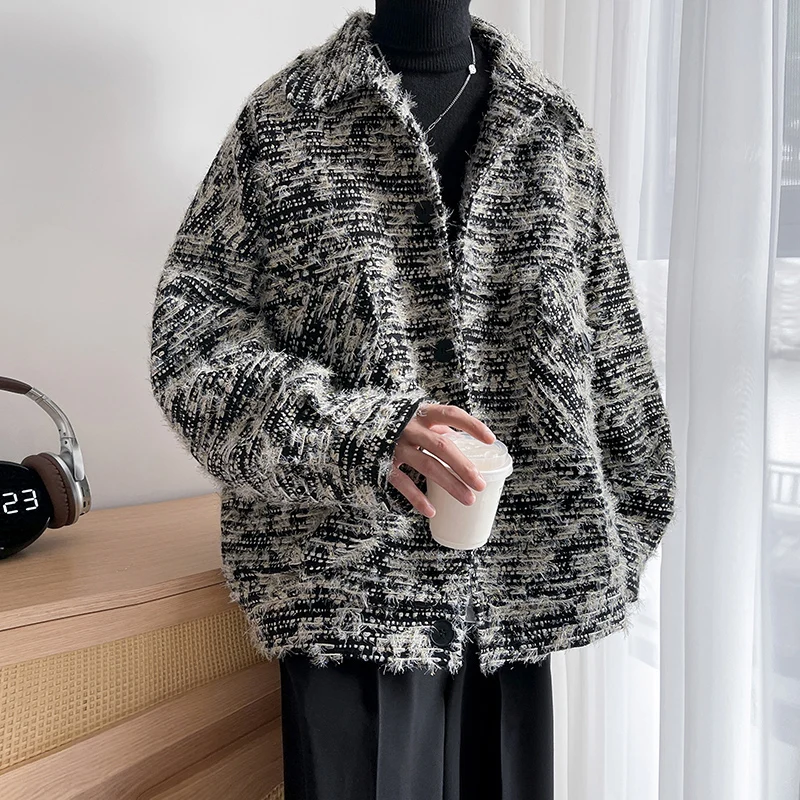 

Мужская куртка Camere с принтом, в стиле парижского джентльмена, осенне-зимняя верхняя одежда, свободный крой, длинный рукав