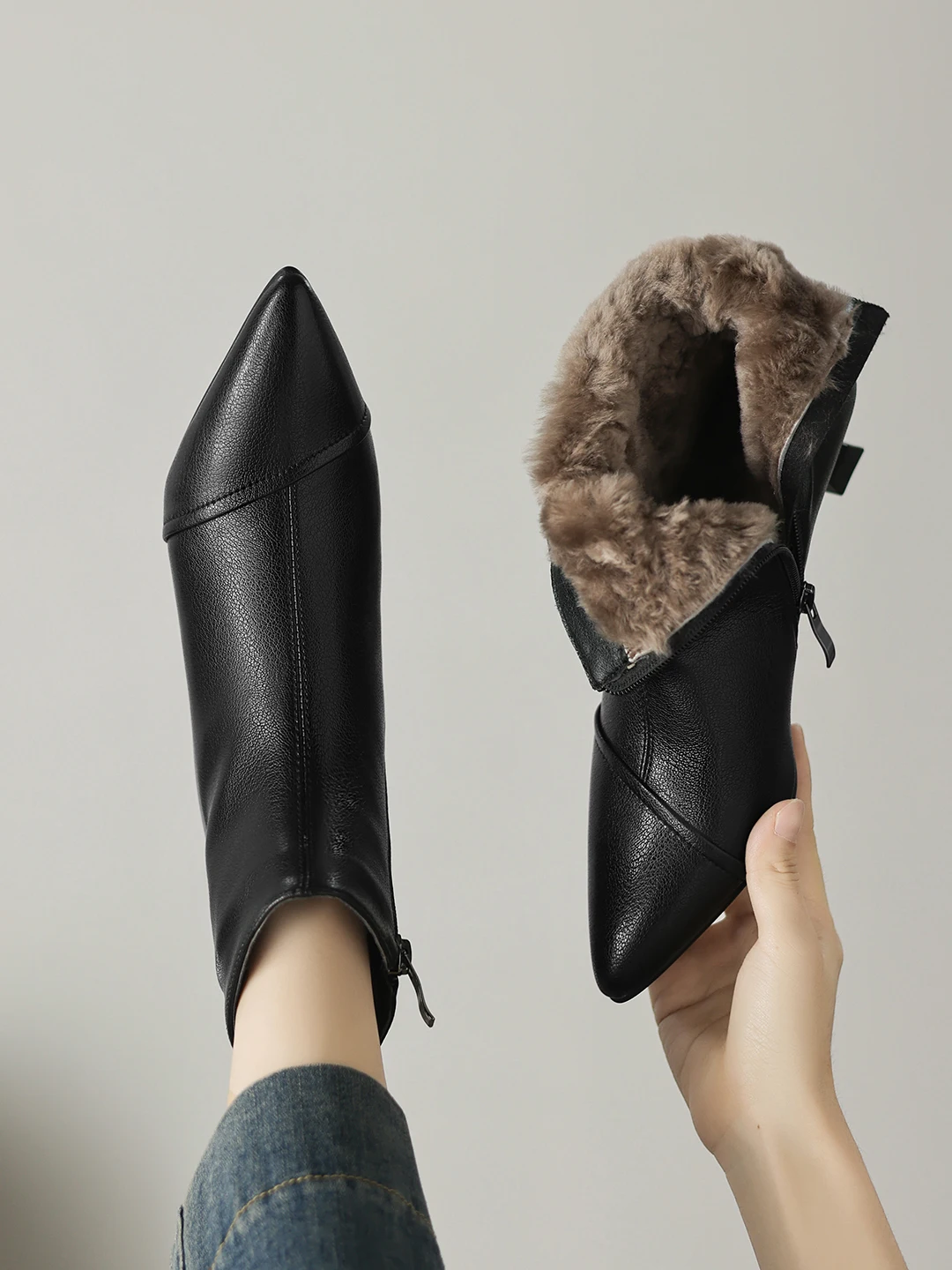 

Ultra Soft eepskin Heel ort Boots Women Winter Fce Lined Thiened Large Cotton oes Low Heel Slim Boot Big Size