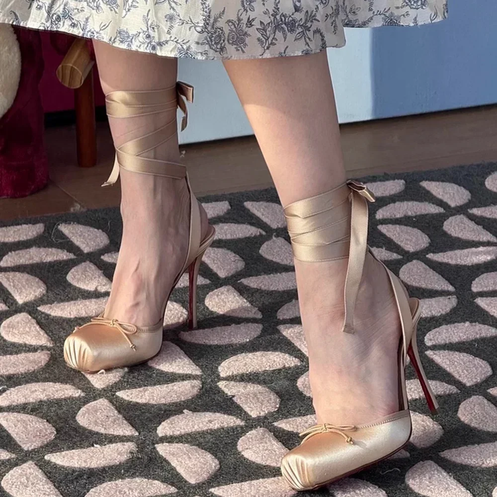 Slingback الكاحل حزام أحذية الباليه مثير ساحة تو كعب رقيقة الساتان Challow الوافدين الجدد أزياء النساء الأحذية الحديثة #2